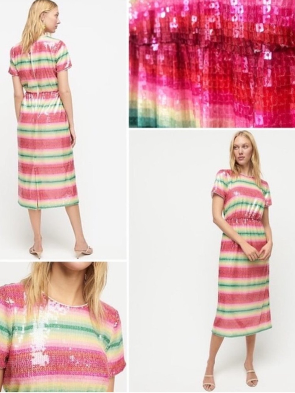 J. CREW Sequined Watermelon Midi Dress